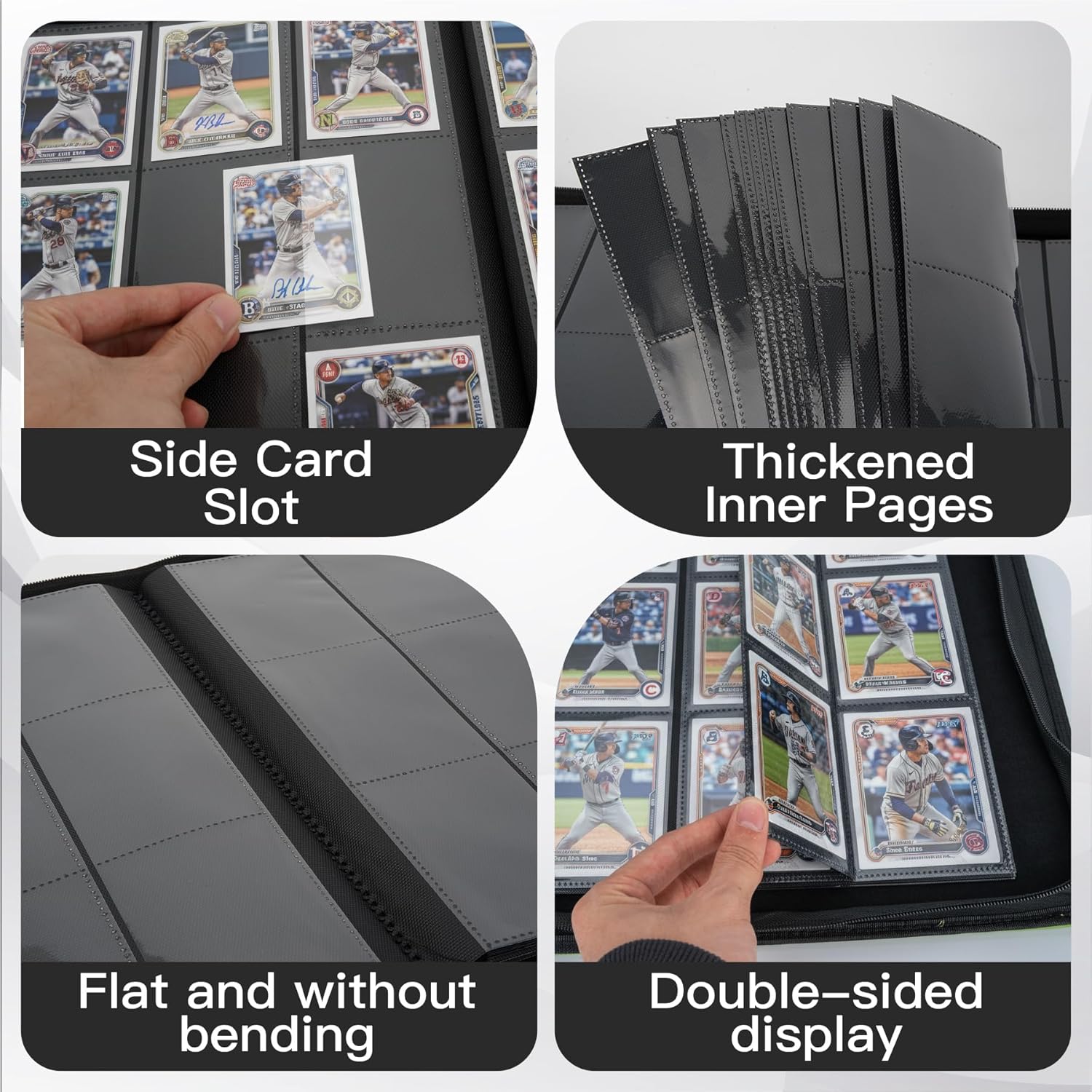 Skiennix Premium Card Binder - 12 Pocket Album for 720 Trading Cards | Durable PU Zipper, Black