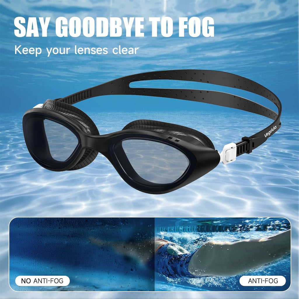 VegoVia Adult Swim Goggles - Anti-Fog UV Protection for Men & Women | Includes Protective Case