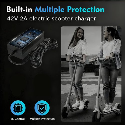 EVAPLUS SGS Certified 42V 2A Charger, Power Adapter with Female DC 5.5mm-2.5mm/2.1mm Port, Compatible with GOTRAX GXL V2, G2, G3, G4, Apex, for 36V Lithium-ion Battery