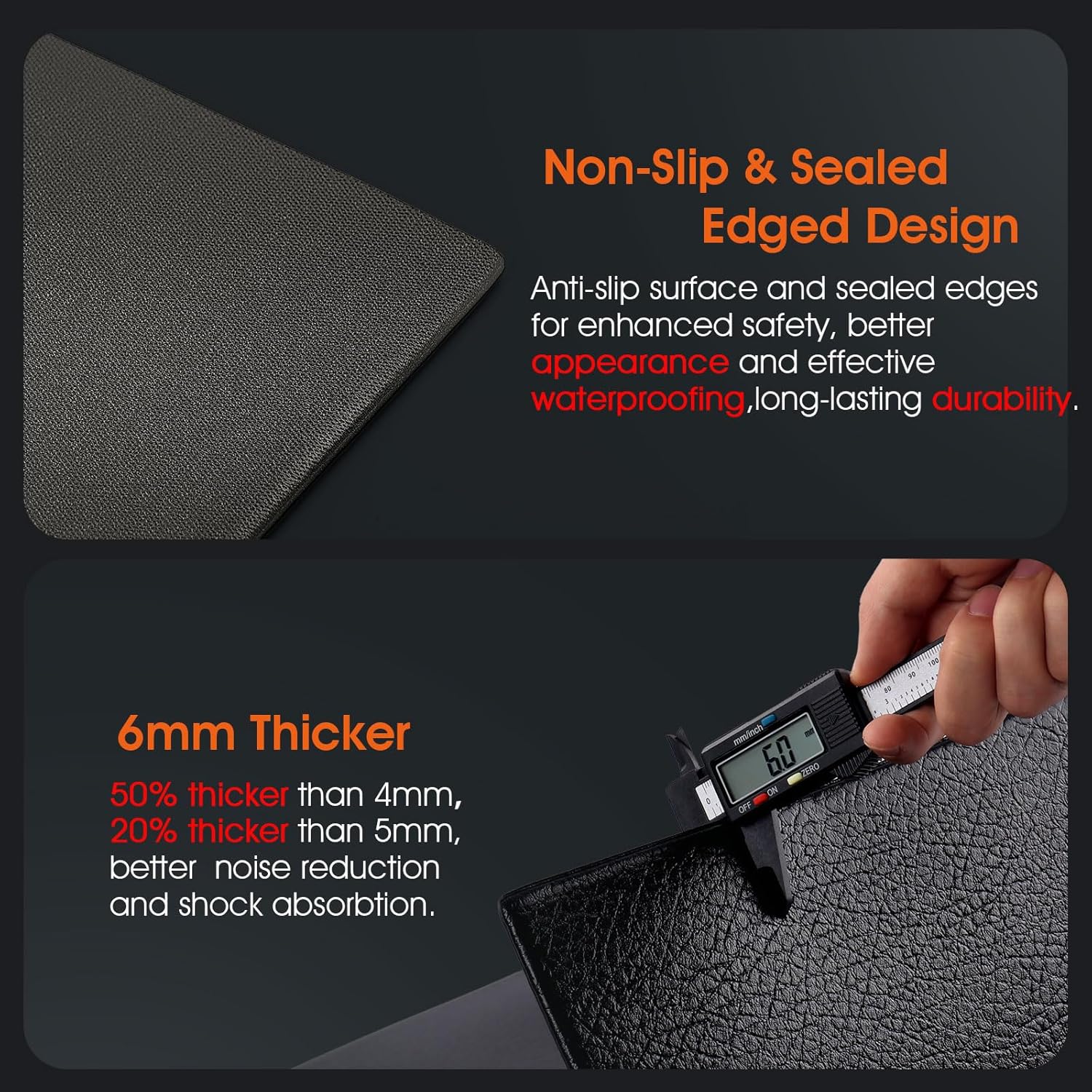 Skiennix Walking Pad Mat - 57" x 25" Waterproof, Non-Slip, Thick 6MM Rubber Foam for Carpet & Hardwood Floors