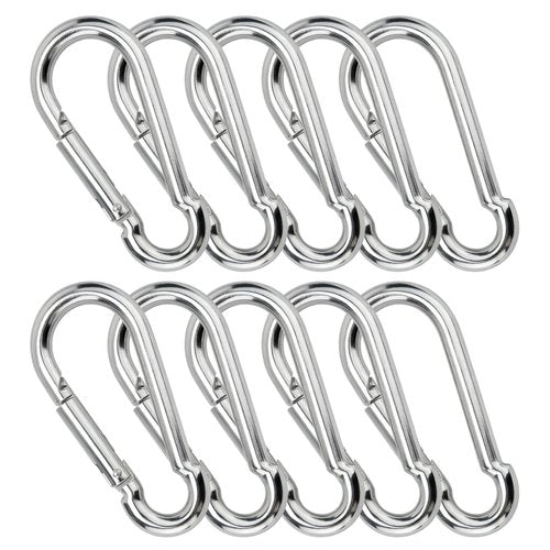 10 PCS Heavy Duty Carabiner Clips, 1360lbs 304 Stainless Steel Carabiners,3.16 inch D-Ring Snap Hook Keychain Spring Clips for Gym,Plant Hanging, Outdoor Camping, Hiking.