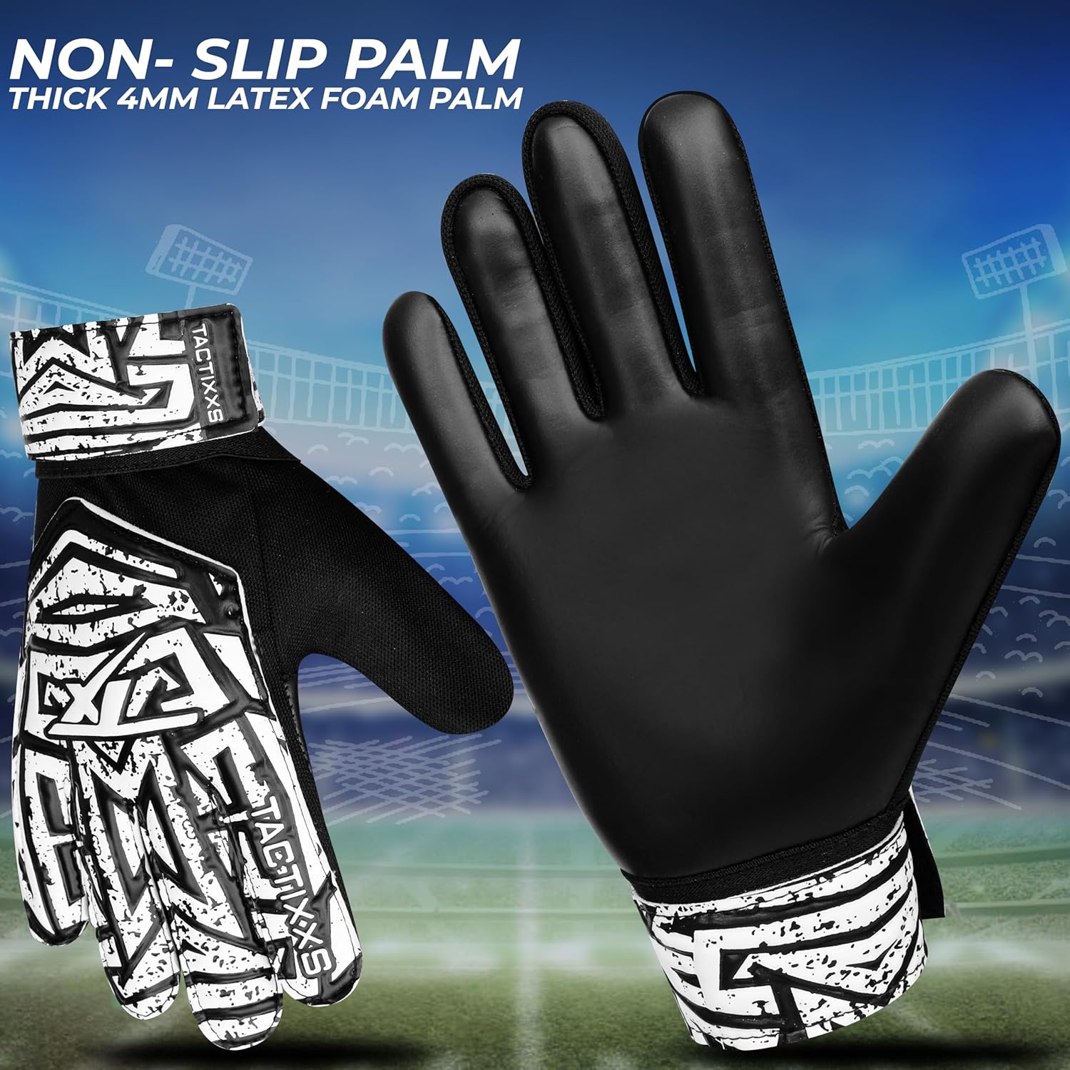 Skiennix Soccer Goalkeeper Gloves - Anti-Slip 4mm Latex Palm for Kids | Funky Design, Strong Grip