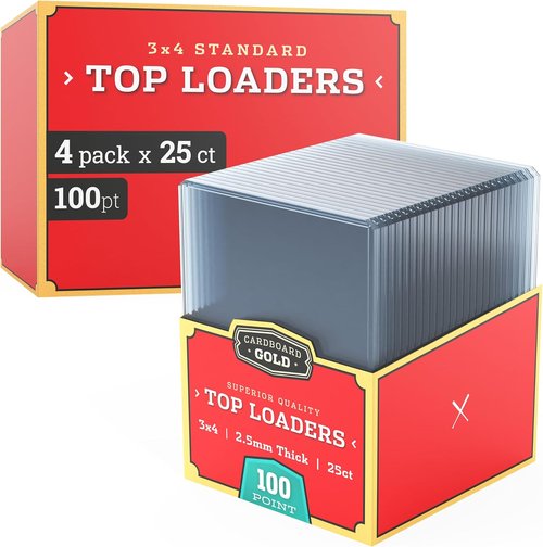 Cardboard Gold | 100pt Top Loaders for Cards - Premium 3x4 Inch Protectors - 100 Count Crystal Clear Sleeves