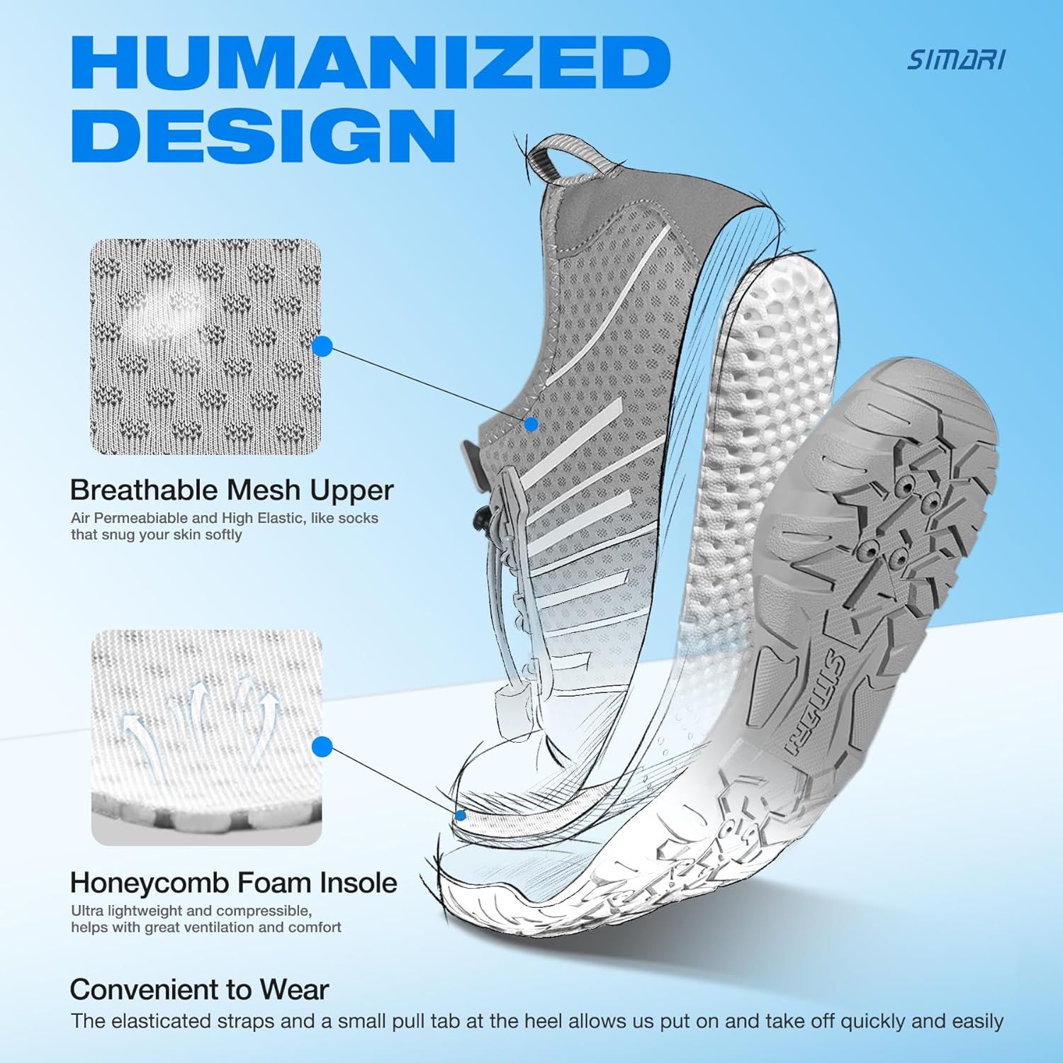 SIMARI Water Shoes - Quick-Dry Barefoot Aqua Socks | Lightweight Non-Slip Swim Shoes for Beach Sports & Diving