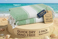LANE LINEN Turkish Beach Towels, 2 Pack Extra Large Beach Towel, Pre-Washed for Soft Feel, Oversized Sand Free Quick-Dry Pool Towel, Beach Towels for Adults,39"x71" - Jade Green