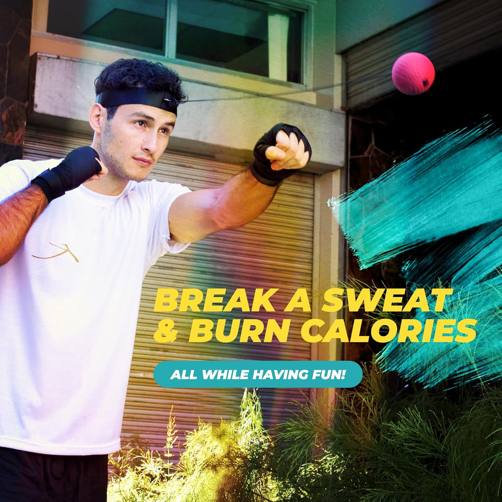 React Boxing Reflex Ball - Improve Hand-Eye Coordination with Headband, Carry Bag & Hand Wraps