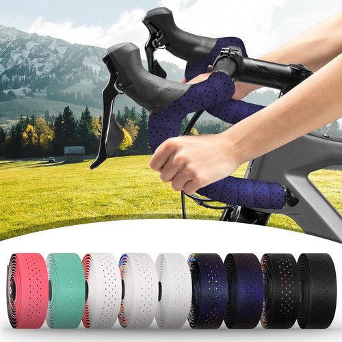 BUCKLOS Silicone Bike Handlebar Tape - Comfortable EVA Grip for Road Bikes | 2 Pcs Aurora-Black