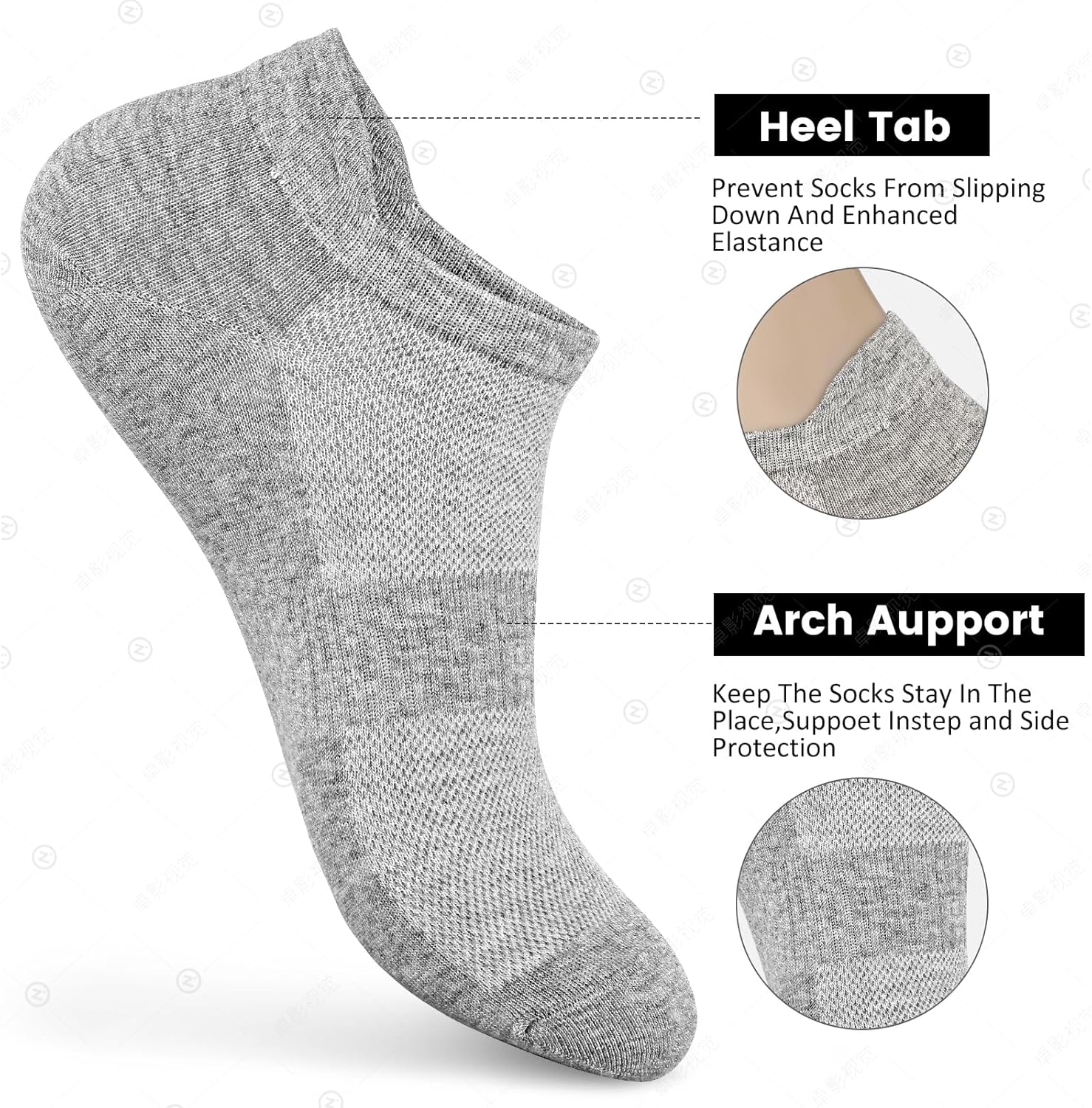 Sallking Women's Ankle Cotton Socks - Soft No-Show Athletic Running Socks | 6 Pairs in White