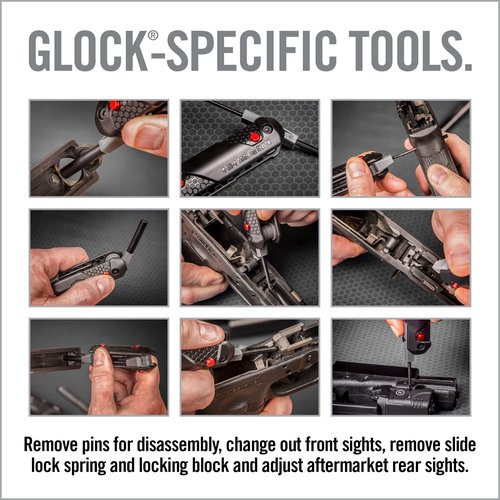 Real Avid 4-in-1 Tool for Glock Handguns, Compact Gun Multitool with Front & Rear Sight Tool, Punch Tool & Gunsmithing Screwdriver for Cleaning & Maintaining Glock Pistols,Black