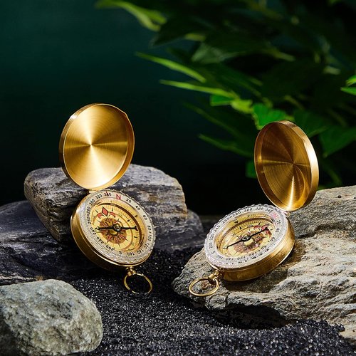 Dunzy Glow in The Dark Camping Survival Compass - Metal Pocket Tool for Hiking & Navigation