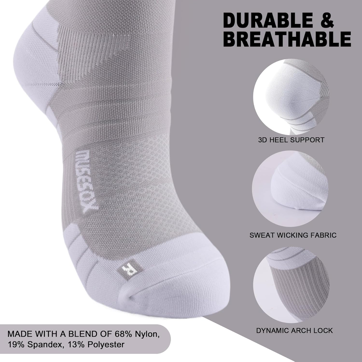 Skiennix Compression Socks - Knee High 15-20mmHg Graduated Support | 3 Pairs for Nurses & Travelers