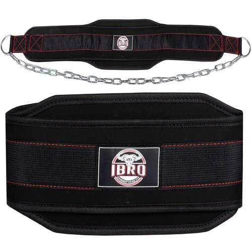 IBRO Advanced Fitness Dipping Belt with heavy Duty Long Steel Chain | Weighted Dips, Pullups, Bodybuilding, Weight Lifting | Neoprene Waist Support | for Men and Women