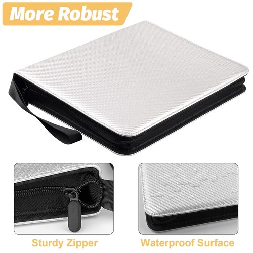 GERMUN Silver 9 Pocket Card Binder - Premium Zip Trading Card Album for MTG & TCG | 720 Double-Sided Pockets