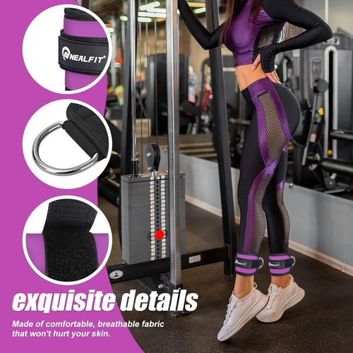 NEALFIT Ankle Strap for Cable Machine - Versatile Gym Ankle Cuff for Kickbacks & Glute Workouts