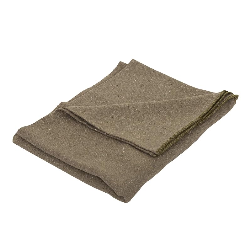 Olive Green Stansport Wool Blend Camp Blanket - 80" L x 60" W