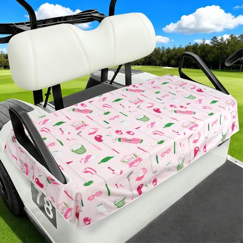 Golf Cart Seat Covers Club Car Golf Cart Accessories, Pink Golf Carts Seat Towel Blanket for Women, Cute Golf Seat Covers for Club Car and More 2-Seat Golf Cart Decorations Golfer Gifts, 52"x 32"