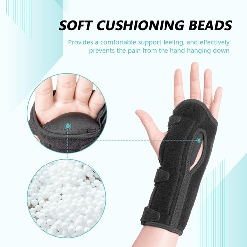 fibee Carpal Tunnel Wrist Brace 2 Pack Night Support, Adjustable Wrist Splint for Sleeping with Cushioned Beads, Hand Wrist Support for Carpal Tunnel Relief Fits Left Right Hands for Women Men, Black