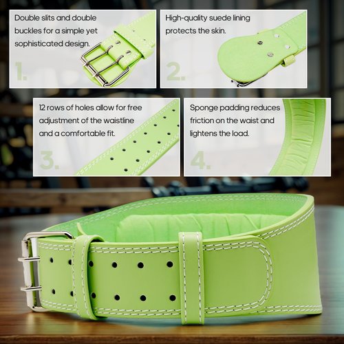 Leather Weight Lifting Belt for Women and Girl 4 Inches Padded Lumbar Support Belt for Workout Training with Adjustable Buckle