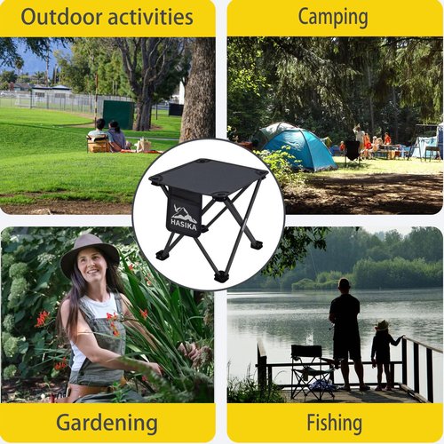 HASIKA Collapsible Stool Foot Rest 2 Pack Folding Stool Portable Outdoor Ottoman 400lbs Strong Support Camping Stool for Travel Gardening Fishing Hiking BBQ