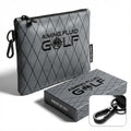 Premium Leather Golf/Travel Valuables Pouch – Luxury Zippered Utility Bag I Diamond Stitching I 360° Swivel Clip I Soft Interior for Golf Accessories & Travel Essentials (Grey)