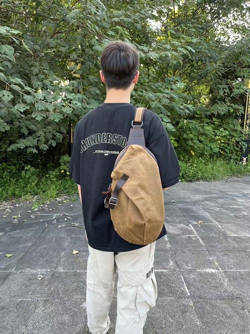 Lmagice Men's Sling Backpack Waxed Canvas Crossbody Bag Casual Daypacks