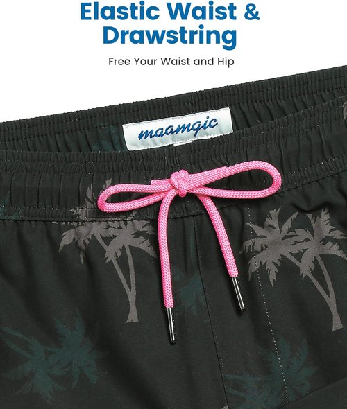 Maamgic 5-Inch Men's Swim Trunks - 2-in-1 Quick Dry Shorts with Compression Liner & Zipper Pockets