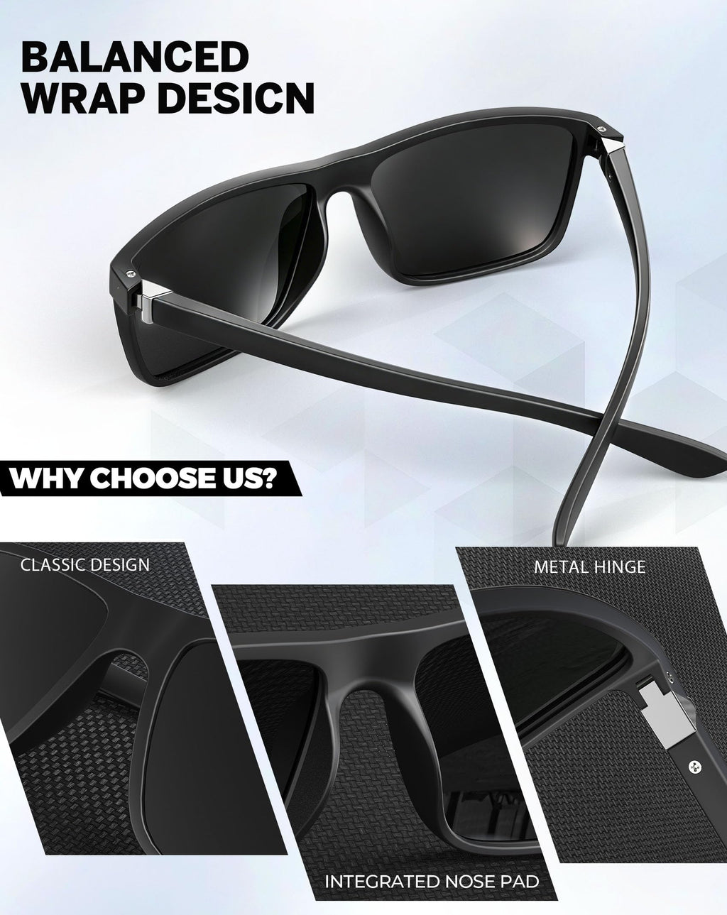 KALIYADI Polarized Sunglasses for Men and Women, Mens Sunglasses Polarized with UV Protection for Driving Fishing Golf (3 Packs)