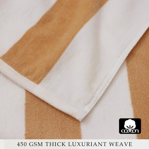 COTTON CRAFT Hooded Beach Towel – Oversized 39 x 68 Towel with Hood for Adults - 100% Ringspun Cotton Velour Terry Towel - 450 GSM Super Soft Plush Absorbent Quick Dry Bath Wrap – Cabana Stripe Linen