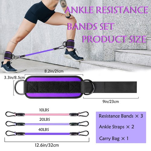 Ankle Resistance Bands with Cuffs Ideal for Glutes,Legs,and Core Workouts,This Kickback Ankle Strap Set Doubles as Ankle Straps for Cable Machines Women Can Use,Ankle Bands for Him Working Out.