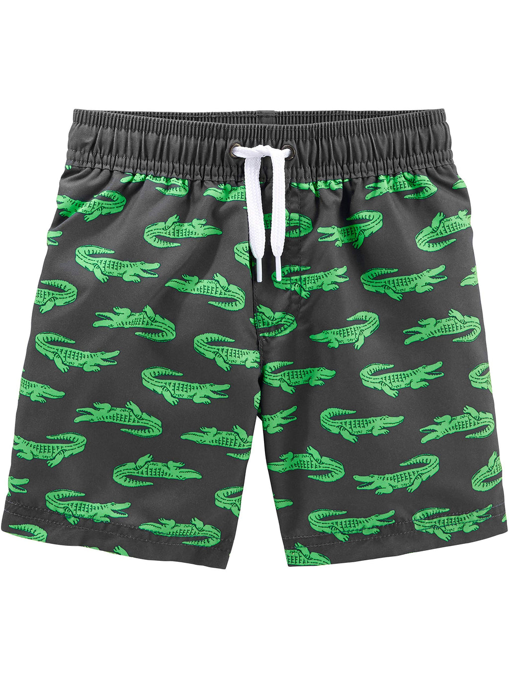 Simple Joys by Carter's Toddler Boy's 2-Piece Swimsuit Trunk and Rashguard Swimwear, green alligator, 5T