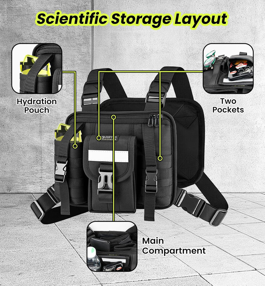 Skiennix Sports Chest Pack - Reflective Running Vest Bag for Cycling, Hiking, and Gym Workouts