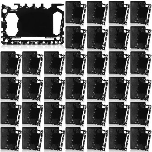 Cholemy 36 Pcs Credit Card Wallet Multitool 46 in 1 Metal Stainless Steel Survival Pocket Tool Bottle Opener Multipurpose Bulk for Husband Dad Men Christmas Birthday Gift, Black