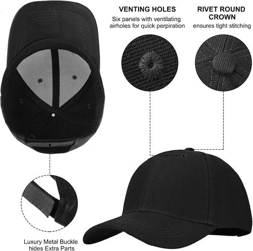 Geyoga Adjustable Baseball Cap - 8-Piece Set for Men & Women | Plain Sports Hats in 8 Colors