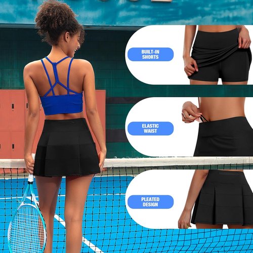 JoyGirl Women's Tennis Skirt - High Waist Pleated Golf Skirt with Shorts & Pockets | Athletic Skort
