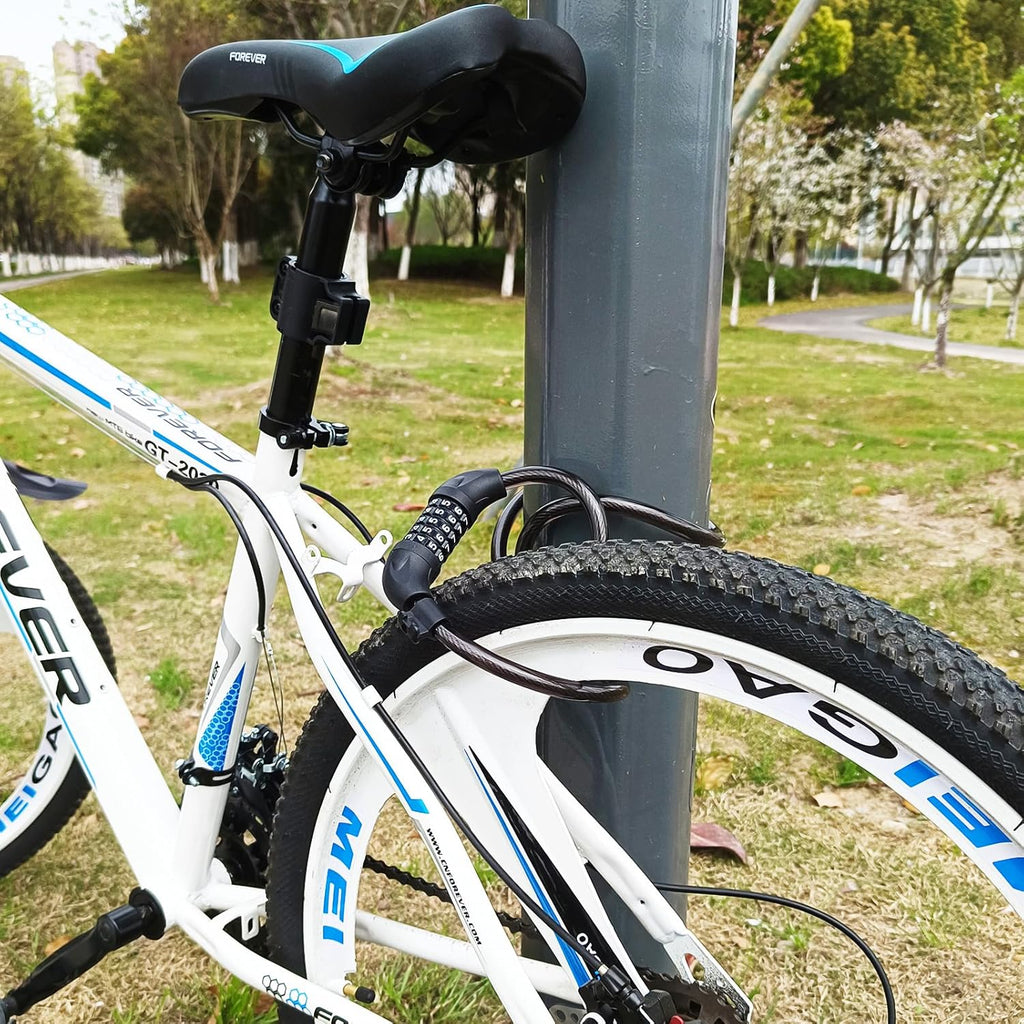 Skiennix Heavy-Duty Bike Lock - 4 Feet Anti-Theft 5-Digit Combination Cable Lock | Secure Your Bicycle
