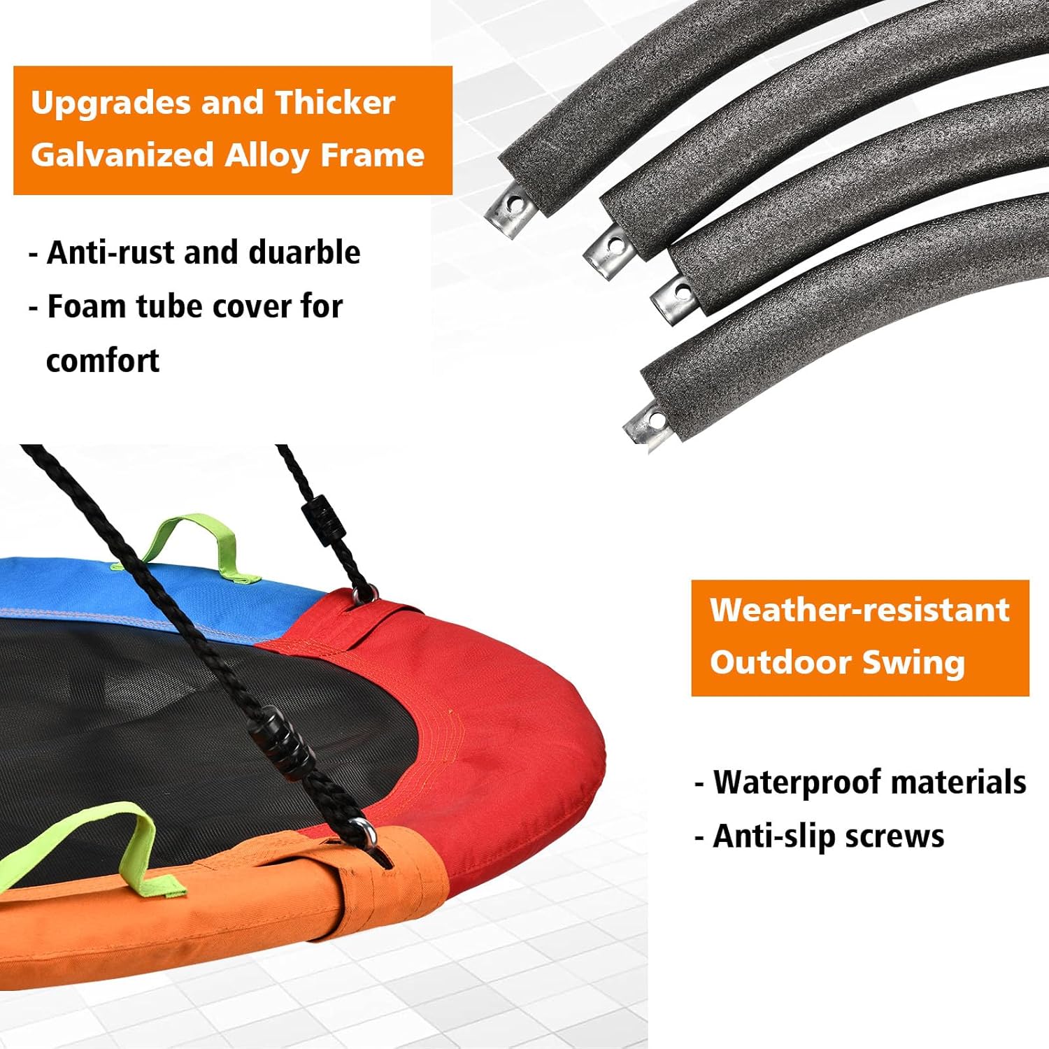 Skiennix Tree Swing - 40 Inch Saucer Swing with 900lbs Capacity & Adjustable Straps | Multicolor Outdoor Fun