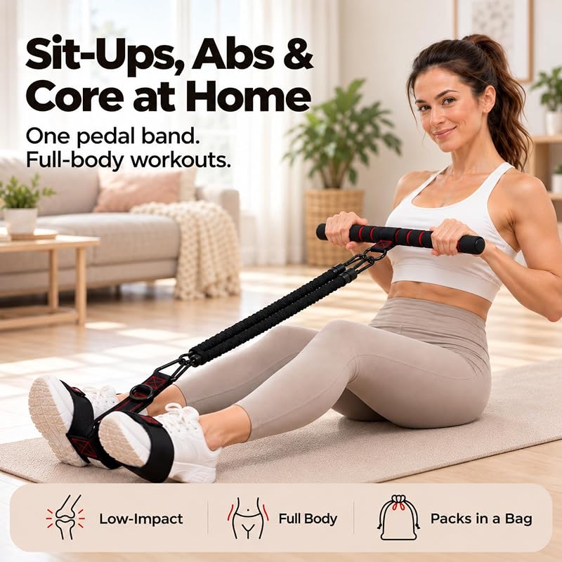 Resistance Bands with Handles for Abs, Sit-Ups & Full-Body Workouts (3 Tubes, 20/30/50 lb) Home Set