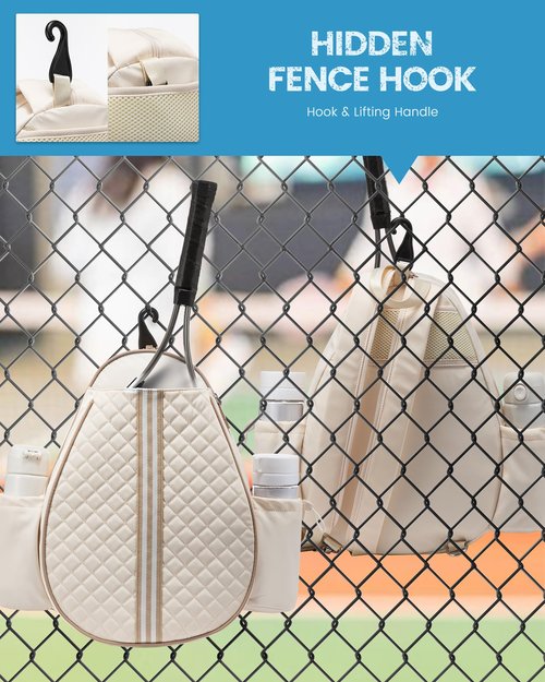 Sucipi Tennis Bag - Quilted Sling Crossbody Backpack, Water Resistant Racket Bag for Women Men, Suitable for Pickleball and Badminton