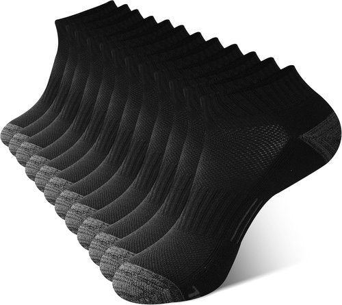 BAMBOO COOL Men's Athletic Ankle Socks - Cushioned, Moisture-Wicking, Arch Support | 6 Pack