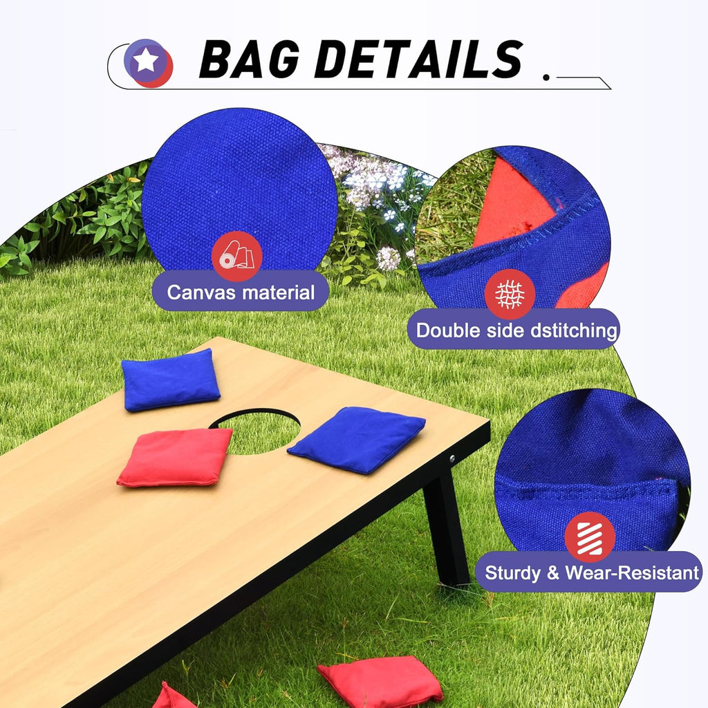 Skiennix Premium Cornhole Boards Set - Regulation 4x2 Ft with 8 All-Weather Bean Bags & Carrying Case