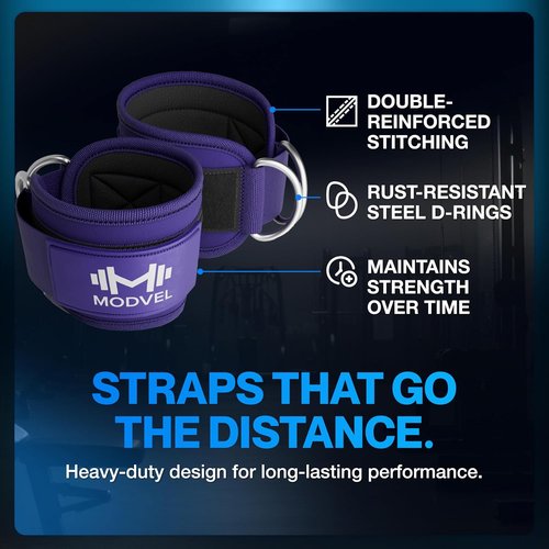 Modvel Gym Ankle Strap - Adjustable Padded Support for Glute & Leg Kickbacks | Perfect for Strength Training & Rehab