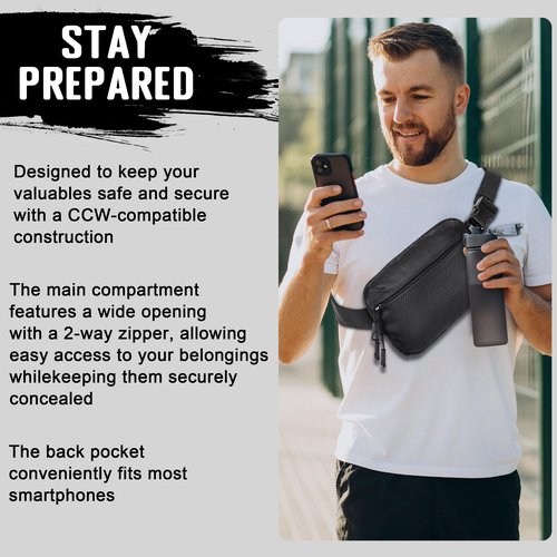 DEYACE Fanny Pack for Guns, Quick Draw CCW EDC Bag Adjustable Fanny Pack Gun Holster for Women and Men