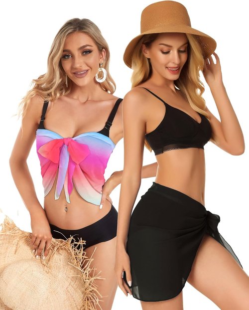 CHICGAL Beach Sarong Wrap Skirt - Sheer Bikini Cover-Up for Women | 2-Piece Swimwear Set