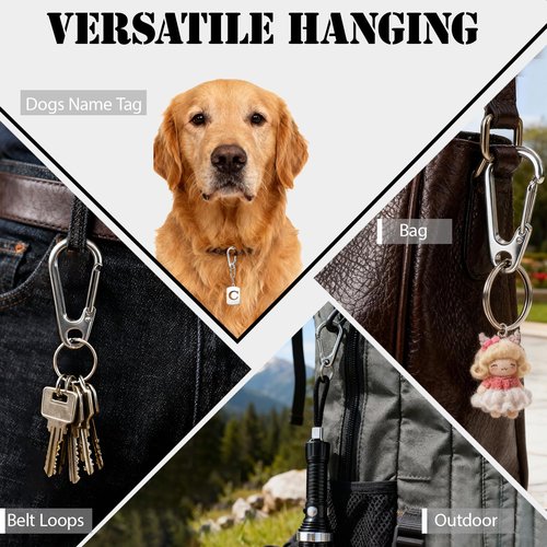 stino 20Pcs No Tarnish Stainless Steel Keychain Hooks with Key Rings, Key Chain Clip & Clasp, Multiple Sizes 1.26-1.77 Inch