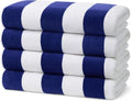 BEN KAUFMAN SALES CO Striped Towel - Absorbent, 100% Cotton - Oversized Towels for Beach Essentials - Quick-Dry for Swimming - Soft with Striped Design - 32" x 62", Turquoise (Pack of 4)