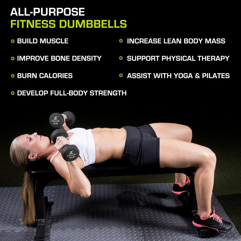 ProsourceFit Neoprene Dumbbells - Non-Slip Grip for Enhanced Comfort | Various Weights Available