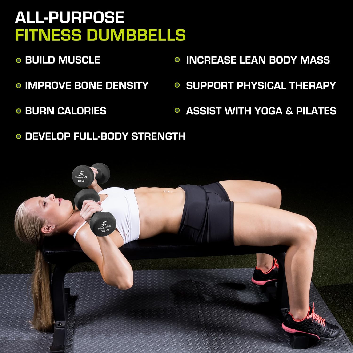 ProsourceFit Neoprene Dumbbells - Non-Slip Grip for Enhanced Comfort | Various Weights Available