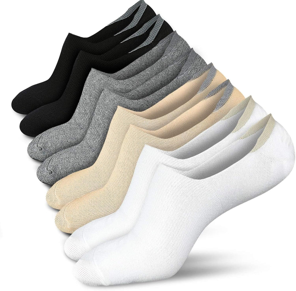 Wernies No Show Socks for Women - Non-Slip Flat Boat Line | 4/8 Pairs Available