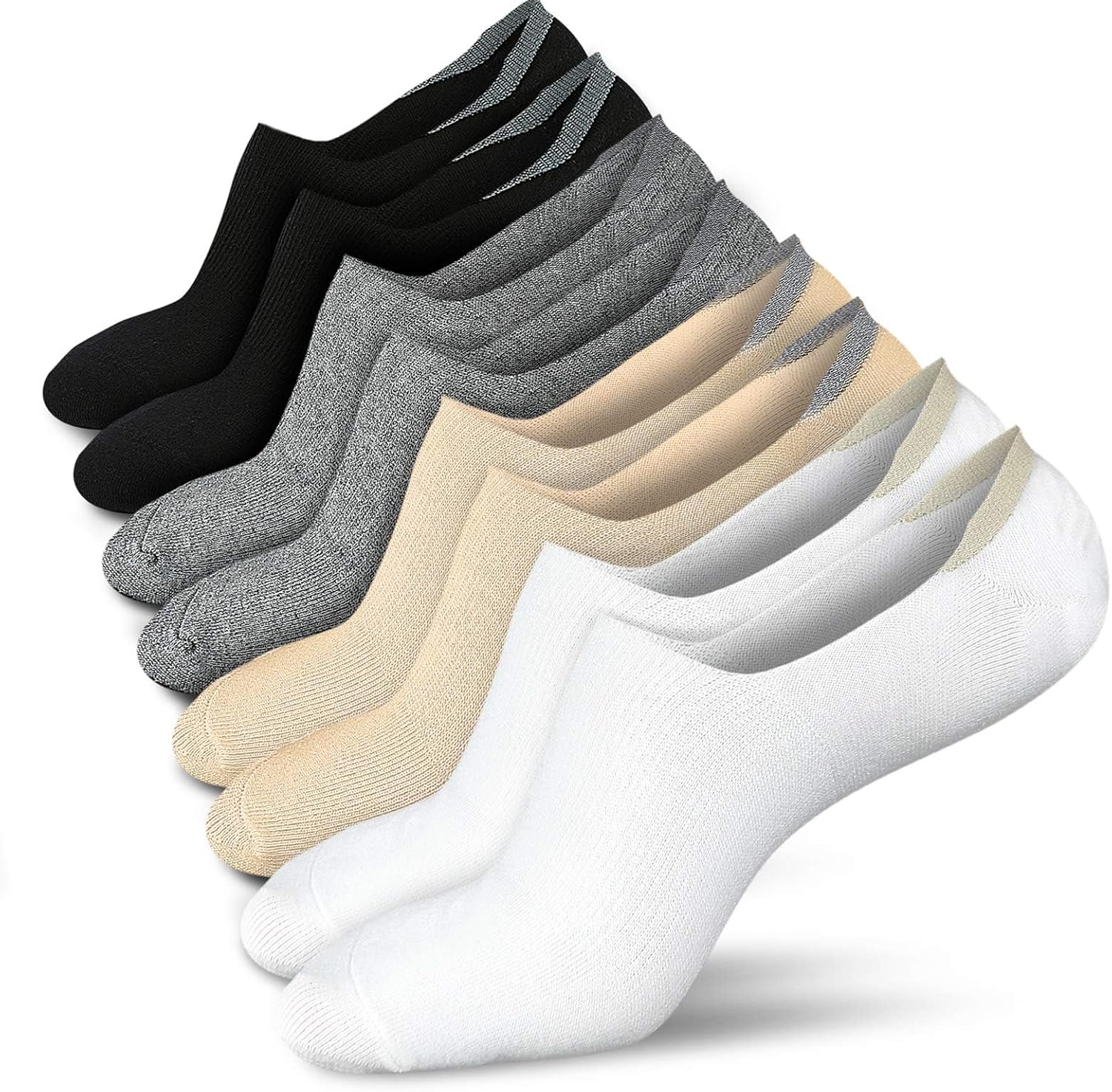 Wernies No Show Socks for Women - Non-Slip Flat Boat Line | 4/8 Pairs Available