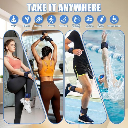BECOJADDE Ankle Weights - Adjustable 1 lb/2 lb Set for Women & Men | Perfect for Walking, Yoga, Gym